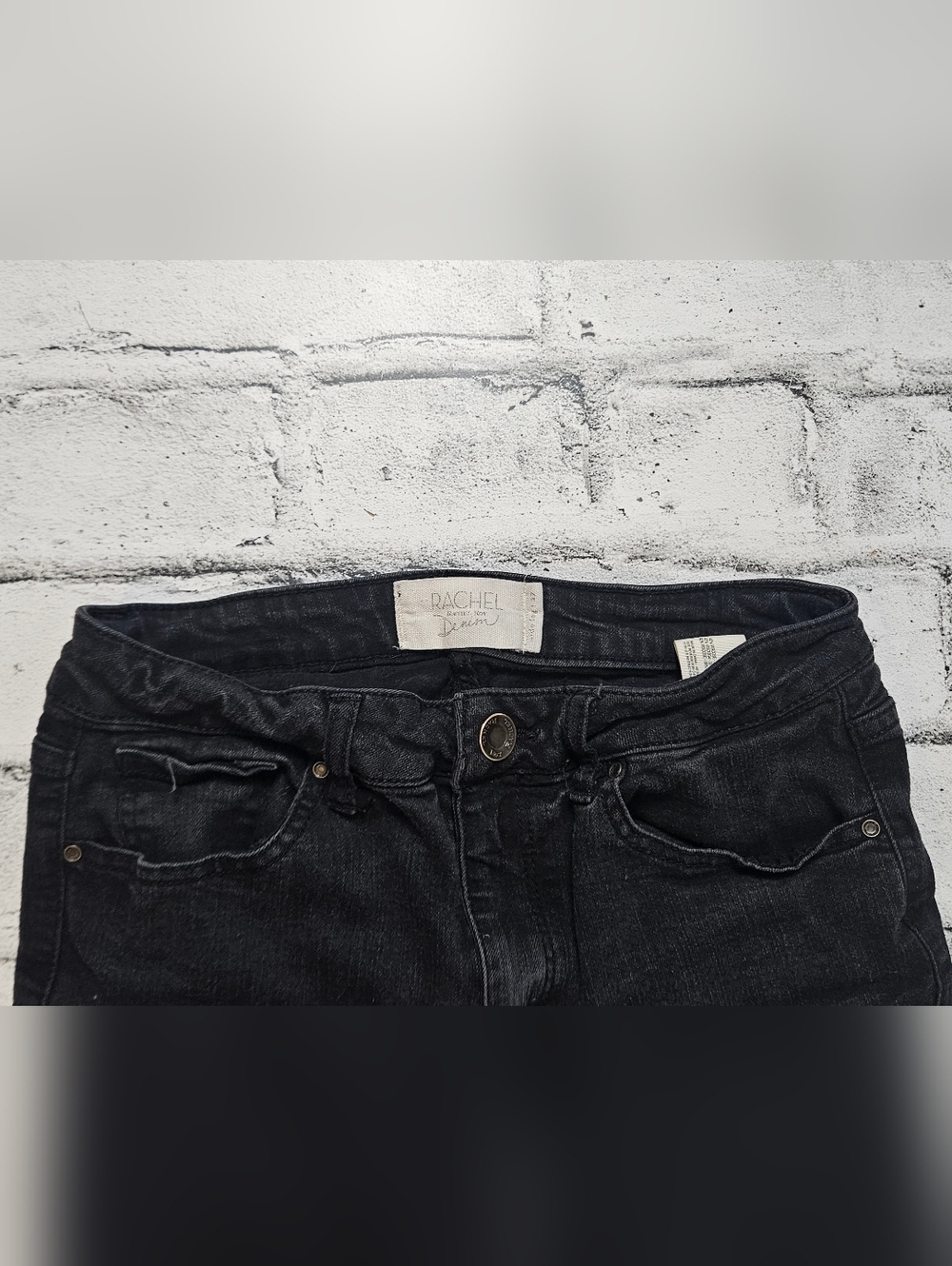 Rachel Roy Denim Black Cutoff Shorts Size 27 Raw Hem Low Rise - Picture 3 of 10